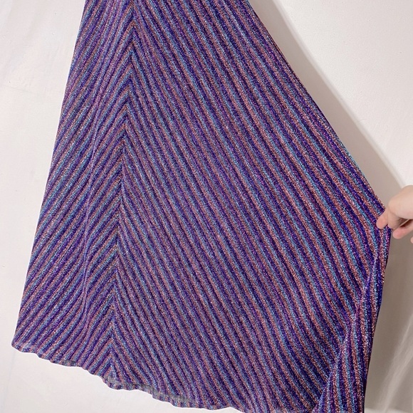 BCBGMaxAzria Metallic Stripe Pleated Gown Purple XXS - Picture 13 of 16